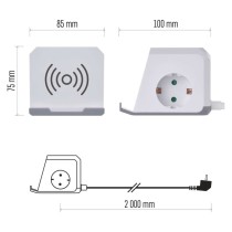 Steckdosenwürfel 2 m / 2 Steckdosen / weiß / 2×USB-A+1×USB-C+Qi / 1,5 mm2