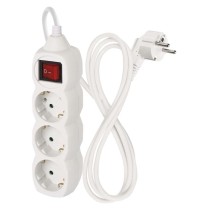 Hosszabbító 1,5 m / 3 aljzat / kapcsolós / fehér / PVC / 1 mm2