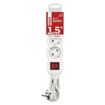 Steckdosenleiste 1,5 m / 3 Steckdosen / Schalter / weiß / PVC / 1,5 mm2