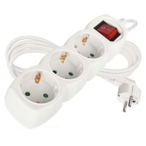 Hosszabbító 2 m / 3 aljzat / kapcsolós / fehér / PVC / 1 mm2