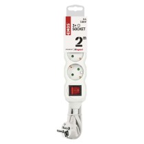 Hosszabbító 2 m / 3 aljzat / kapcsolós / fehér / PVC / 1 mm2