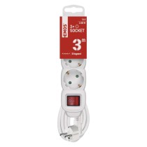 Steckdosenleiste 3 m / 3 Steckdosen / Schalter / weiß / PVC / 1,5 mm2