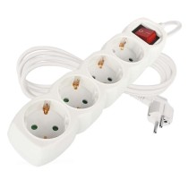 Hosszabbító 2 m / 4 aljzat / kapcsolós / fehér / PVC / 1 mm2