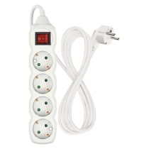 Hosszabbító 2 m / 4 aljzat / kapcsolós / fehér / PVC / 1 mm2