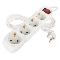 Hosszabbító 3 m / 4 aljzat / kapcsolós / fehér / PVC / 1,5 mm2