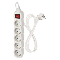 Steckdosenleiste 1,5 m / 5 Steckdosen / Schalter / weiß / PVC / 1,5 mm2