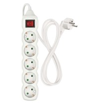 Prailginimo laidas 1,4 m / 5 lizdai / baltas / PVC / 1 mm2