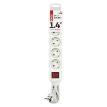 Prailginimo laidas 1,4 m / 5 lizdai / baltas / PVC / 1 mm2