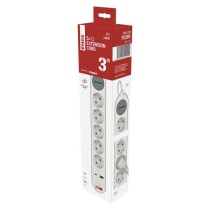 Steckdosenleiste 3 m / 5 Steckdosen / Schalter / weiß-grau / 1×USB-A + 1×USB-C / 1,5 mm2