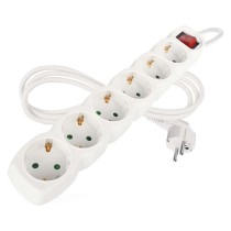 Steckdosenleiste 1,5 m / 6 Steckdosen / Schalter / weiß / PVC / 1,5 mm2