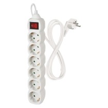 Steckdosenleiste 1,5 m / 6 Steckdosen / Schalter / weiß / PVC / 1,5 mm2