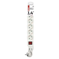 Prailginimo laidas 1,4 m / 6 lizdai / baltas / PVC / 1 mm2