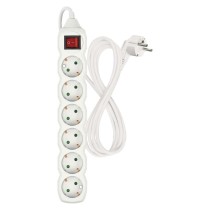 Ilgintuvas 2 m / 6 lizdai / su jungikliu / baltas / PVC / 1 mm2 