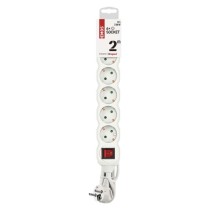 Ilgintuvas 2 m / 6 lizdai / su jungikliu / baltas / PVC / 1 mm2 
