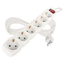 Hosszabbító 5 m / 6 aljzat / kapcsolós / fehér / PVC / 1,5 mm2
