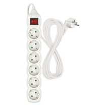 Hosszabbító 5 m / 6 aljzat / kapcsolós / fehér / PVC / 1,5 mm2