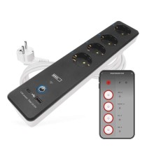 GoSmart Steckdosenleiste + Schalter - 2 m, 4 Steckdosen, USB, weiss-schwarz, PVC, 1,5 mm2