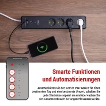 GoSmart Steckdosenleiste + Schalter - 2 m, 4 Steckdosen, USB, weiss-schwarz, PVC, 1,5 mm2