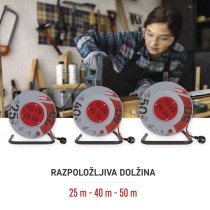 Kolutni podaljšek 25 m / 4 vtičnice / oranžni / PVC / 230 V / 1,5 mm2
