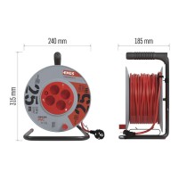 Kábeldob 25 m / 4 aljzat / piros / PVC / 230 V / 1,5 mm2