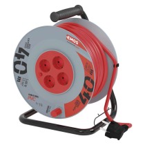 PVC Kabeltrommel – 4 Steckdosen, 40m, 2,5mm2 SCHUKO
