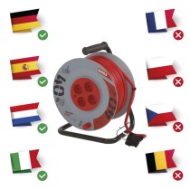 PVC Kabeltrommel – 4 Steckdosen, 40m, 2,5mm2 SCHUKO