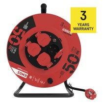 Gummi-Kabeltrommel – 4 Steckdosen, 50m, 1,5mm2 