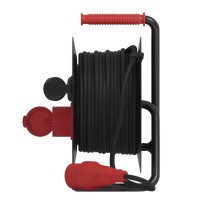 Lauko Ilgin. kabelio ritė 25 m / 3 lizdai / juoda / guma / 230 V/400 V / 1,5 mm2 