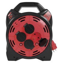 Gummi-Kabeltrommel mit LED-Strahler - 4 Steckdosen, 15m, 1,5mm2