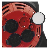 Gummi-Kabeltrommel mit LED-Strahler - 4 Steckdosen, 15m, 1,5mm2
