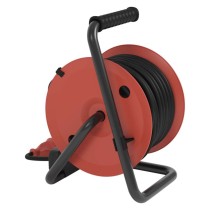 Kültéri kábeldob 25 m / 4 aljzat / fekete / gumi / 230V/400V / 1,0 mm2