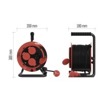 Kültéri kábeldob 25 m / 4 aljzat / fekete / gumi / 230V/400V / 1,0 mm2