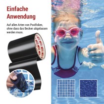 Reparaturklebeband für Schwimmbecken, 1 m × 100 mm, schwarz