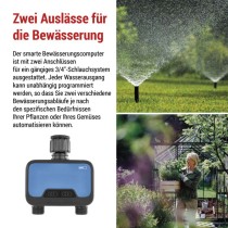 GoSmart Bewässerungsuhr, Bluetooth 5.0, 2 Wege