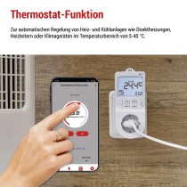 GoSmart 2in1 Steckdosenthermostat mit digitaler Zeitschaltuhr, schuko, WiFi