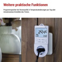 GoSmart 2in1 Steckdosenthermostat mit digitaler Zeitschaltuhr, schuko, WiFi