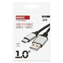 Töltő- és adatkábel USB-A 2.0 / USB-C 2.0, 1 m, fekete