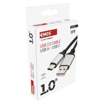 Töltő- és adatkábel USB-A 2.0 / USB-C 2.0, 1 m, fekete