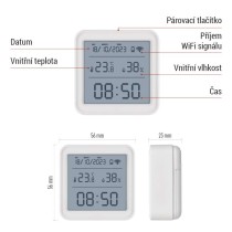 GoSmart Digitální teploměr s vhlkoměrem, bezdrátové čidlo, datum, ZigBee EGS0101