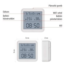 GoSmart digitális vezeték nélküli hőmérő, páratartalom-mérővel, dátum, ZigBee EGS0101