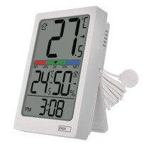 Digitales Thermometer mit Hygrometer, kabelgebundener Sensor, Wecker E0558P
