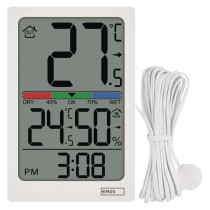 Digitales Thermometer mit Hygrometer, kabelgebundener Sensor, Wecker E0558P