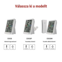 Digitális hőmérő páratartalom-mérővel, vezeték nélküli érzékelővel, óra, dátum E0558W