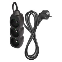 Przedłużacz 1,5 m / 3 gniazda / czarny / PVC / 1 mm2