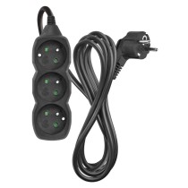 Prodlužovací kabel 3 m / 3 zásuvky / černý / PVC / 1 mm2