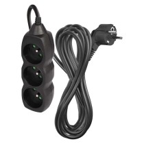 Prodlužovací kabel 5 m / 3 zásuvky / černý / PVC / 1 mm2