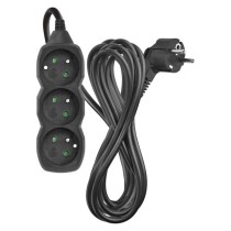 Prodlužovací kabel 5 m / 3 zásuvky / černý / PVC / 1 mm2