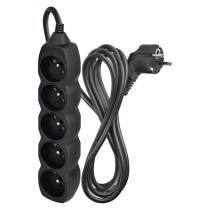 Przedłużacz 3 m / 5 gniazd / czarny / PVC / 1,5 mm2