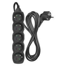 Przedłużacz 3 m / 5 gniazd / czarny / PVC / 1,5 mm2