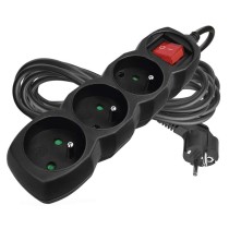 Predlžovací kábel 5 m / 3 zásuvky / s vypínačom / čierny / PVC / 1 mm2